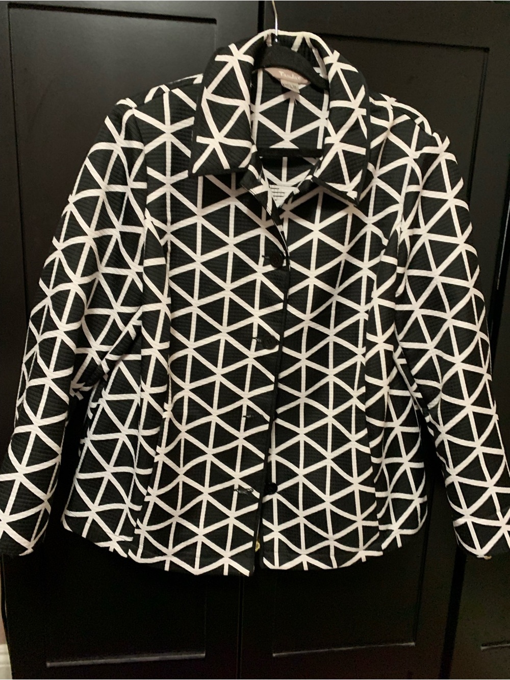 TanJay Black & White Geometric Pattern Jacket graphic modern cool